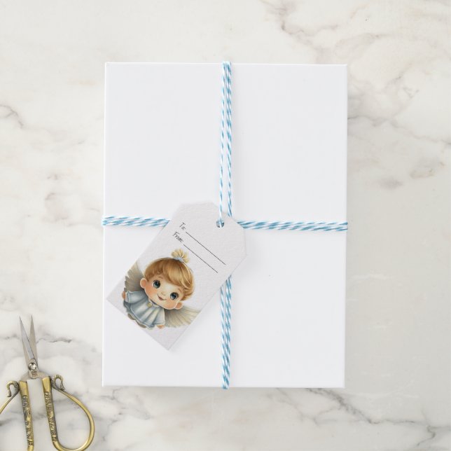 Etiqueta Para Presente Crie seu próprio anjo de Natal Bloneiro (Com cordão)