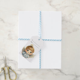 Etiqueta Para Presente Crie Seu Próprio Anjo de Natal Loiro e Bonito Meni
