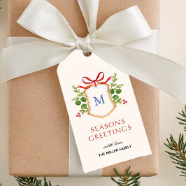 Etiqueta Para Presente Crista de Monograma com verdejante Feriados 