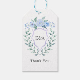 Etiqueta Para Presente Crista de Monograma Floral Casamento