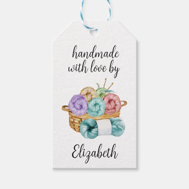 Etiqueta Para Presente Crochet Feito à Mão Com Amor (Frente)