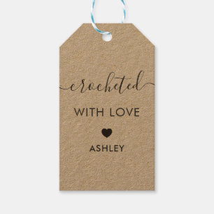 Etiqueta Para Presente Crocheted with Love, Handmade Gift Tag, Kraft