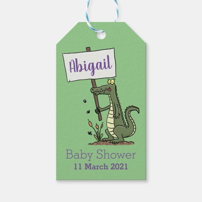 Etiqueta Para Presente Crocodilo engraçado, alinhador com cartoon (Frente)