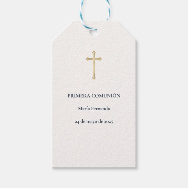 Etiqueta Para Presente Cruz da Primeira Comunhão (Frente)