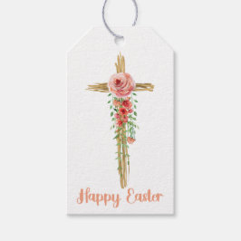 Etiqueta Para Presente Cruz Floral, Felz pascoa, Religiosa