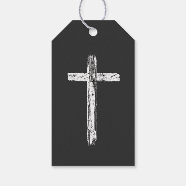 Etiqueta Para Presente Cruz Grunge Cristã (Frente)