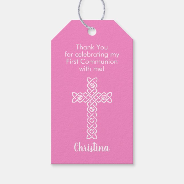 Etiqueta Para Presente Cruzamento | Taffy Pink Commune Baptism Christenin (Frente)