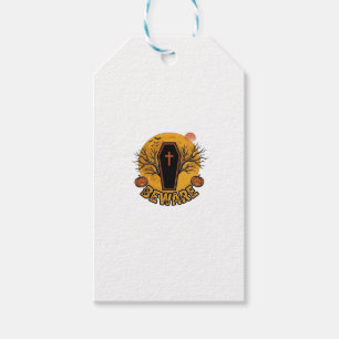 Etiqueta Para Presente Cuidado Camisa Vintage Abóbora Caixão Halloween De