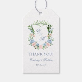 Etiqueta Para Presente Cume de Floral Azul Empoeirado Obrigado Casamento