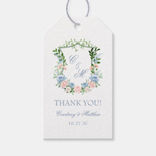 Etiqueta Para Presente Cume de Floral Azul Empoeirado Obrigado Casamento