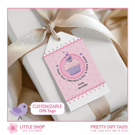 Etiqueta Para Presente Cupcake Cor-de-Rosa Dia dos Namorados