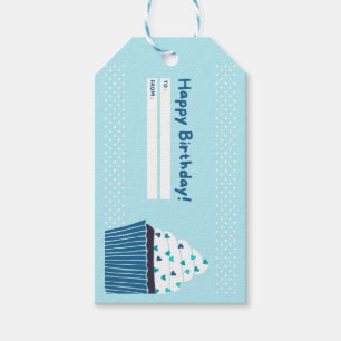 Etiqueta Para Presente Cupcake de aniversário azul