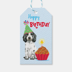Etiqueta Para Presente Cupcake de aniversário Inglês Cocker Spaniel Dags