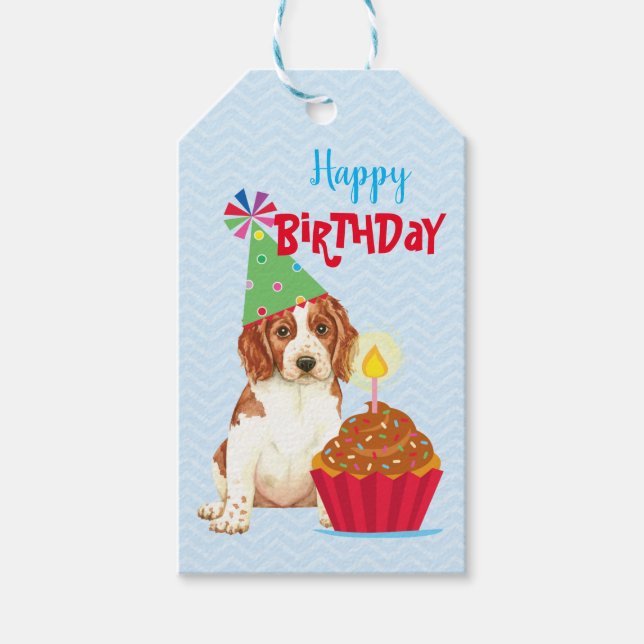 Etiqueta Para Presente Cupcake de aniversário Welsh Springer Spaniel (Frente)