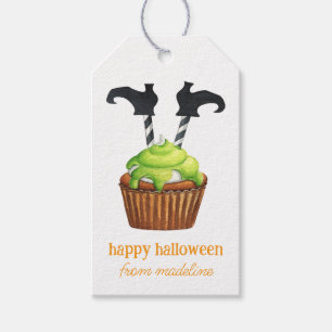 Etiqueta Para Presente Cupcake de Bruxas de Halloween e Doces