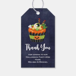 Etiqueta Para Presente Cupcake de Halloween bonito e assustador, obrigado