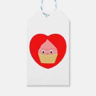 Etiqueta Para Presente Cupcake De Morango De Cartoon Bonito No Coração Ve