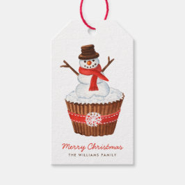 Etiqueta Para Presente Cupcake de Natal Snowman
