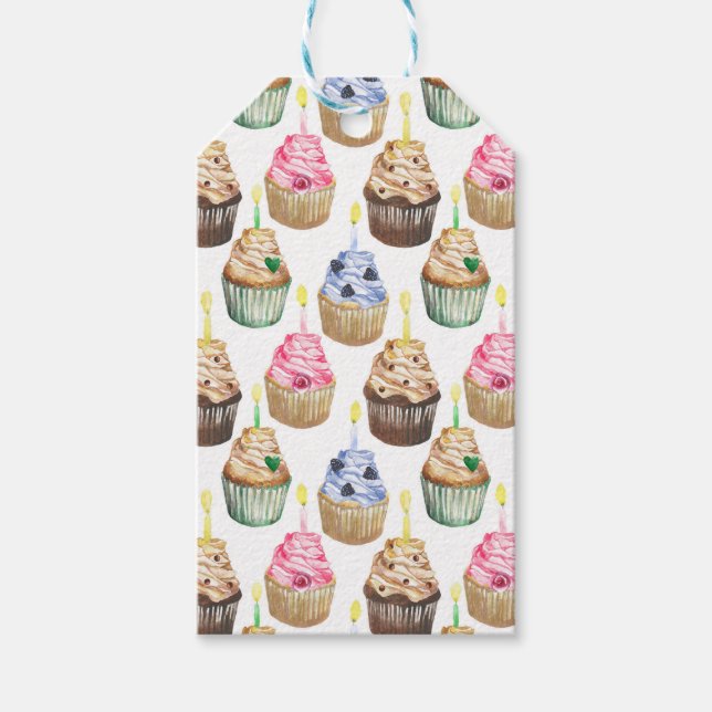 Etiqueta Para Presente Cupcakes de aquarela (Frente)