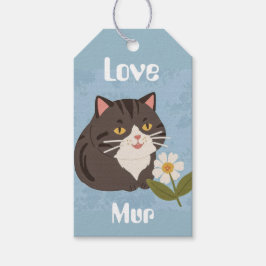 Etiqueta Para Presente Custom Cute Gray Cat with Mur and Love