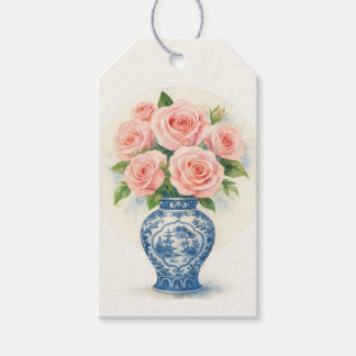 Etiqueta Para Presente Custom Pink Roses in a Chinoiserie Vase