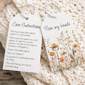 Etiqueta Para Presente Custom Wildflowers Handmade Care Instructions