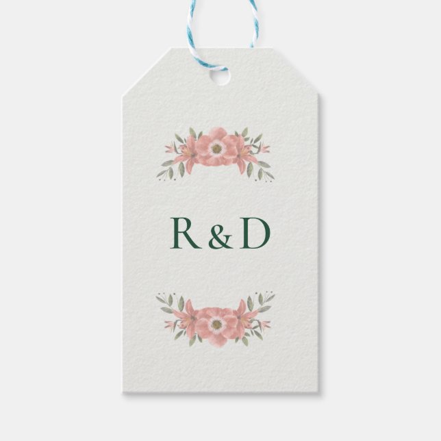 Etiqueta Para Presente Customized Initials Blush Garden Wedding Favor (Frente)