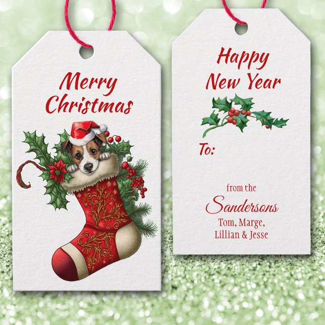 Etiqueta Para Presente Cut Jack Russell Terrier Puppy Peeking (Criador carregado)