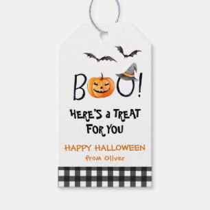 Etiqueta Para Presente Cute Abóbora em Aquarela BOO Feliz Halloween