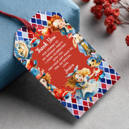 Etiqueta Para Presente Cute Alice in ONEDERLAND 1st Birthday Thank You