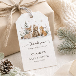 Etiqueta Para Presente Cute Animais da Floresta de Inverno Chás de Bebê O