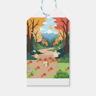 Etiqueta Para Presente Cute Autumn Forest Animals Cozy Landscape Art Post
