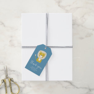 Etiqueta Para Presente Cute Azul Amarelo Leão Baby Shower Obrigado