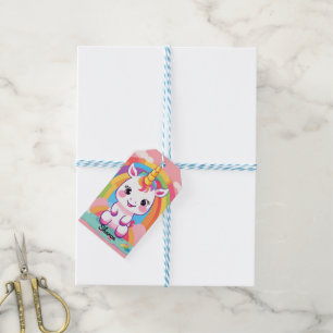 Etiqueta Para Presente Cute Baby Unicorn Rainbow