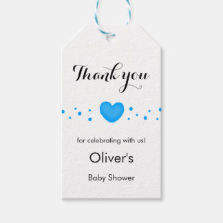 Etiqueta Para Presente Cute Blue Heart Thank You Baby Shower Gift Tags