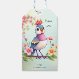 Etiqueta Para Presente Cute Blue Pink Bird Floral Gift Tag