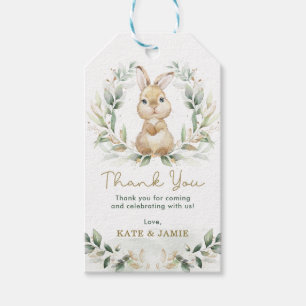 Etiqueta Para Presente Cute Bunny Rabbit Greenery Dourado Eucalyptus Wrea