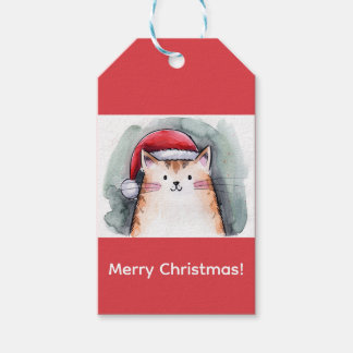 Etiqueta Para Presente Cute Cat with Santa Hat Square Stickers