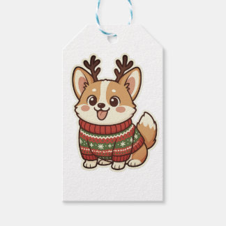 Etiqueta Para Presente Cute Corgi Dog in Ugly Christmas Sweater Gift Wrap