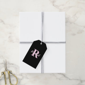 Etiqueta Para Presente Cute Customizable Monogram | Light Pink & Black