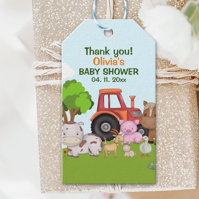 Etiqueta Para Presente Cute Farm animals Baby Shower (Criador carregado)