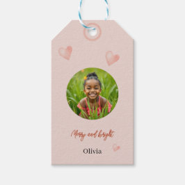 Etiqueta Para Presente Cute Feriado Rosa Coração Pintado à Mão