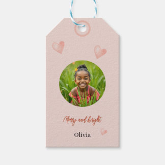 Etiqueta Para Presente Cute Feriado Rosa Coração Pintado à Mão
