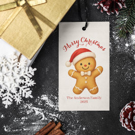 Etiqueta Para Presente Cute Gingerbread Man with Santa Hat -