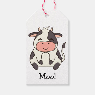 Etiqueta Para Presente Cute Kawaii Friendly Cow Moo!