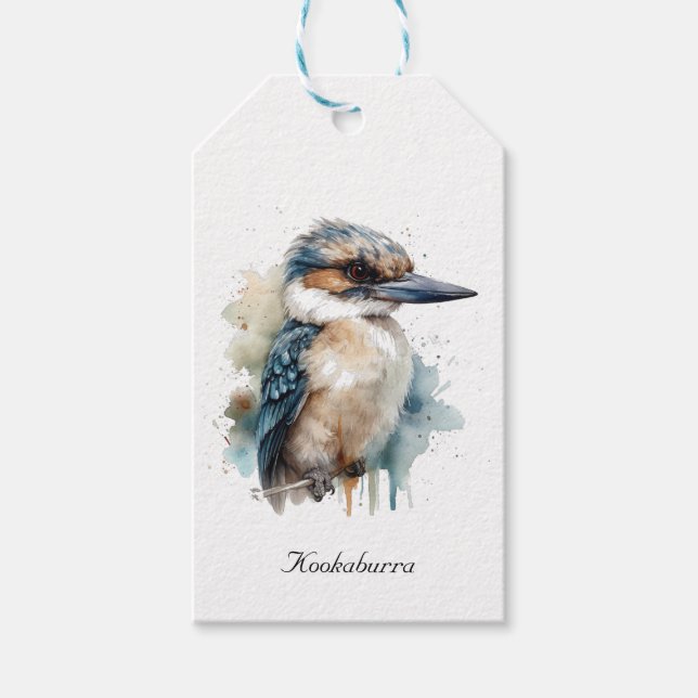Etiqueta Para Presente Cute Kookaburra em uma ramificação, personalizada (Frente)