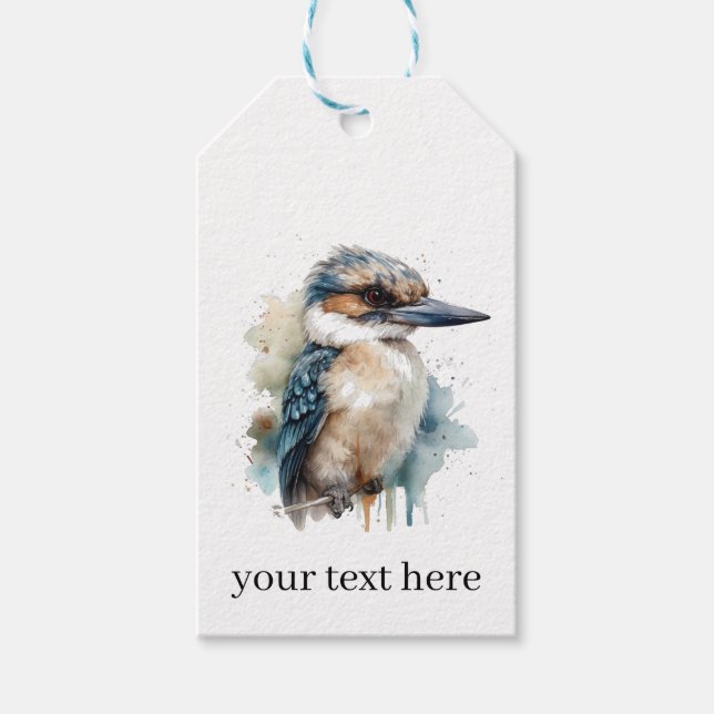 Etiqueta Para Presente Cute Kookaburra em uma ramificação, personalizada (Frente)