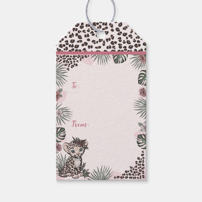 Etiqueta Para Presente Cute Leopard Safari Girl To From (Frente)