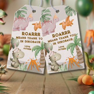 Etiqueta Para Presente Cute Pastel Dinosaur Thank You