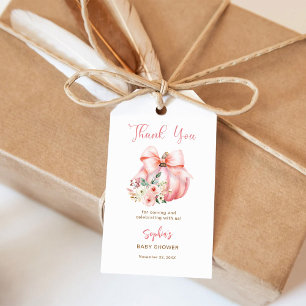 Etiqueta Para Presente Cute Pink Little Pumpkins Baby Shower Obrigado